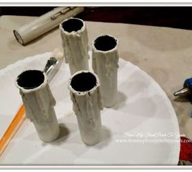 updating chandelier socket covers to make them look like candles, chalk paint, crafts, lighting, repurposing upcycling