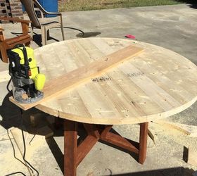 diy round trestle dining table, diy, painted furniture, woodworking projects