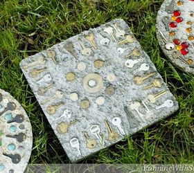 steampunk stepping stones, concrete masonry, crafts