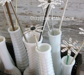 vintage knitting needles repurposed as paper flowers, crafts, repurposing upcycling