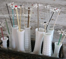 vintage knitting needles repurposed as paper flowers, crafts, repurposing upcycling