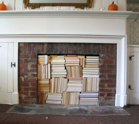 fireplace makeover with books, fireplaces mantels, living room ideas, repurposing upcycling