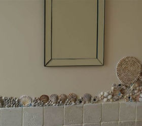 shells and pebbles brighten up a bathroom, bathroom ideas, wall decor