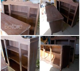 french china cabinet makeover with milk paint antique ceiling tiles, painted furniture