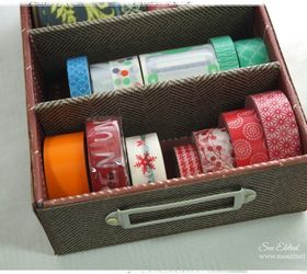 cigar box washi tape holder, crafts, repurposing upcycling