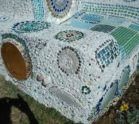 a big mosaic chair for a garden park or field, concrete masonry, diy, outdoor furniture, painted furniture, Chair from the side