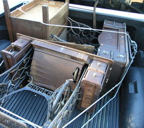 salvaged treadle sewing machines, painted furniture, repurposing upcycling