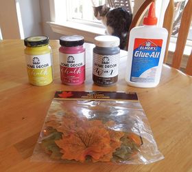 chalk painted dollar store leaves tutorial colors, crafts, how to, seasonal holiday decor
