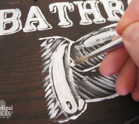 a whimsical bathroom sign from junk, crafts, how to