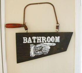 a whimsical bathroom sign from junk, crafts, how to