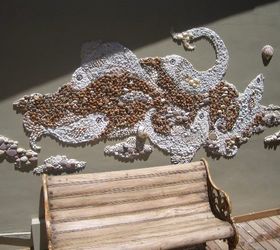 diy pebble an d shell mosaic, crafts, The finished product