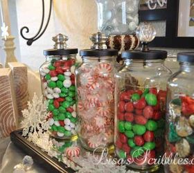 diy christmas candy jars, christmas decorations, crafts, seasonal holiday decor