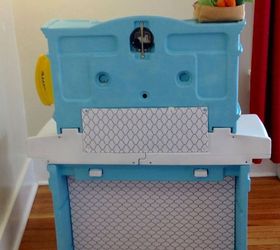 upcycled play kitchen, painted furniture, repurposing upcycling