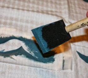 diy painted shower curtain, bathroom ideas, home decor, painting, repurposing upcycling