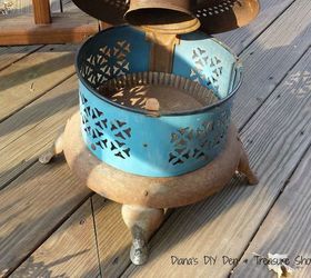 repurposed oil burner light, outdoor living, repurposing upcycling, seasonal holiday decor