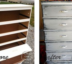 get the gray and white chippy look on your old furniture, painted furniture