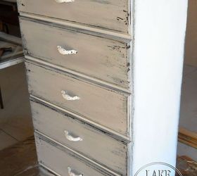 get the gray and white chippy look on your old furniture, painted furniture