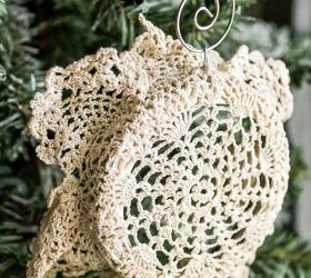diy doily christmas ornament, christmas decorations, crafts, repurposing upcycling, seasonal holiday decor