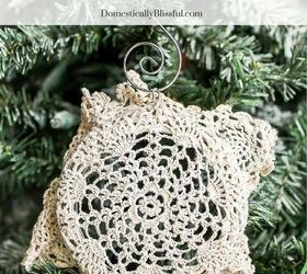 diy doily christmas ornament, christmas decorations, crafts, repurposing upcycling, seasonal holiday decor