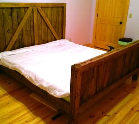 pallet wood up cycled into one heavy duty barn door bed, bedroom ideas, diy, pallet, rustic furniture, woodworking projects