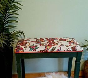 piano bench makeover, painted furniture, reupholster