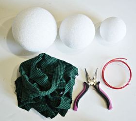 plaid rag ball ornaments, christmas decorations, seasonal holiday decor