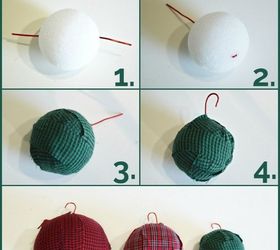 plaid rag ball ornaments, christmas decorations, seasonal holiday decor