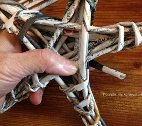 create a recycled newspaper woven stars tree, crafts, repurposing upcycling, seasonal holiday decor