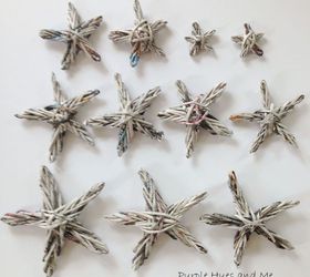 create a recycled newspaper woven stars tree, crafts, repurposing upcycling, seasonal holiday decor