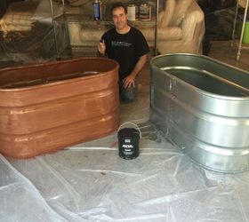 copper patina and rust container gardens, container gardening, repurposing upcycling