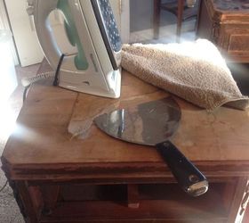 trash to treasure, painted furniture, Use a towel instead of ironing on wood