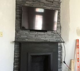 diy 40 wood tv frame works for tvs that tilt and rotate too, concrete masonry, diy, fireplaces mantels, home improvement, painting, woodworking projects