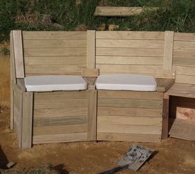 combined garden modular seating retaining wall storage, diy, landscape, outdoor furniture, storage ideas