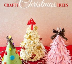 popcorn yarn and paper crafty christmas trees, christmas decorations, crafts