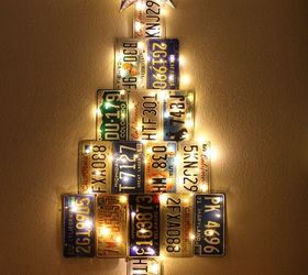 christmas tree from old license plates, christmas decorations, crafts, repurposing upcycling