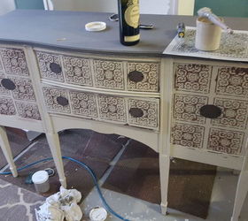 faux tin tile buffet, chalk paint, painted furniture