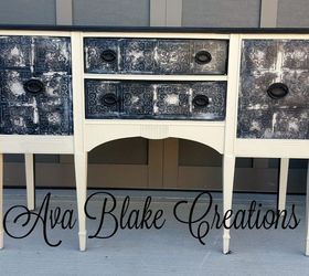 faux tin tile buffet, chalk paint, painted furniture