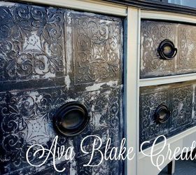 faux tin tile buffet, chalk paint, painted furniture