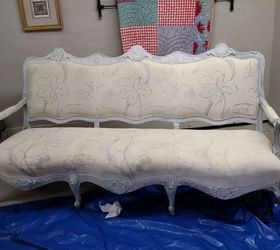 french couch to french settee with chalk paint, chalk paint, home decor, painted furniture, painting, repurposing upcycling