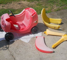 little tikes car makeover, outdoor furniture, painted furniture