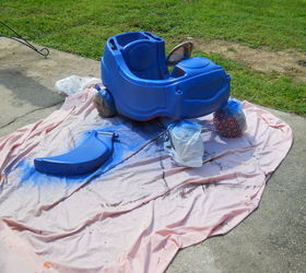 little tikes car makeover, outdoor furniture, painted furniture