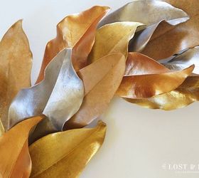 metallic painted leaf magnolia wreath, christmas decorations, crafts, seasonal holiday decor, wreaths