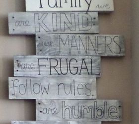 pallet wood family values sign, crafts, diy, home decor, pallet, wall decor