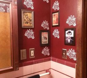 dated bath gets a twist, bathroom ideas, home decor, home improvement, wall decor