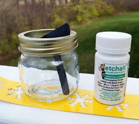 etched snowflake candy jar, christmas decorations, crafts, how to, seasonal holiday decor