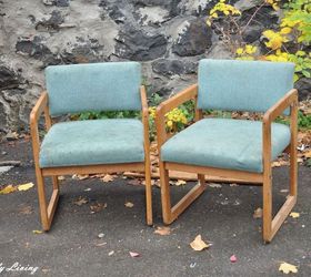 his hers chair makeover, painted furniture, reupholster