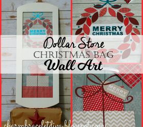 dollar store christmas gift bag wall art, christmas decorations, crafts