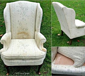 a wingback chair makeover, painted furniture, reupholster