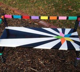 whimsical garden bench, outdoor furniture, painted furniture