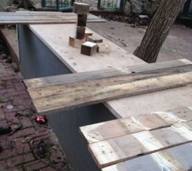 diy outdoor pallet table first woodworking attempt, how to, outdoor furniture, painted furniture, pallet, woodworking projects